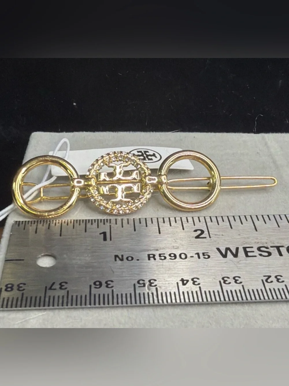 Tory Burch Gold-Plated Pave Crystal Barrette